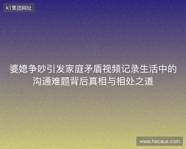 婆媳争吵引发家庭矛盾视频记录生活中的沟通难题背后真相与相处之道